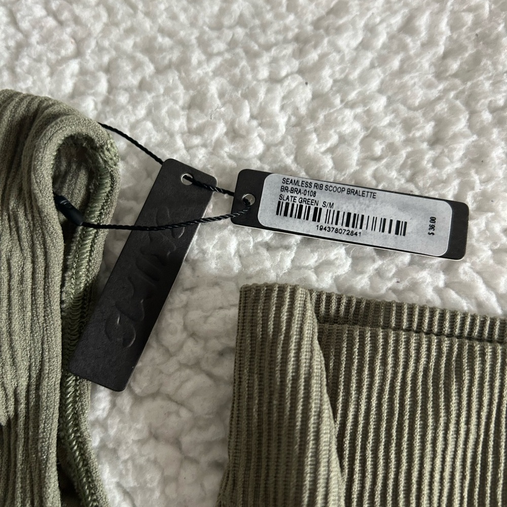 Olive Ribbed Bralette - Picture 3 of 7